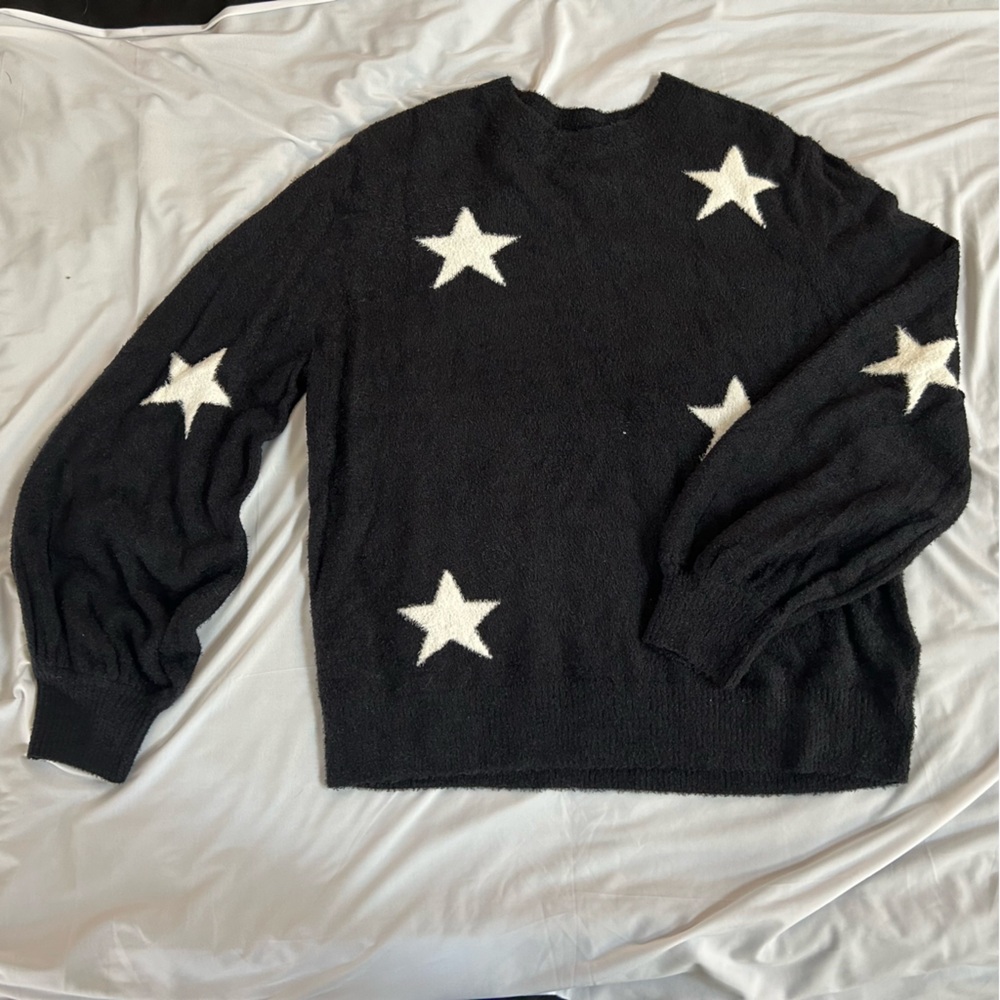 Rachel Zoe Charcoal Sweater with Cream Stars NWT Size Large